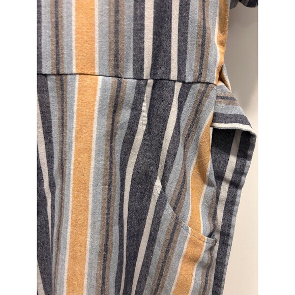 Plus Curvy Striped Cotton Blend Romper Size 16  Relaxed Fit Zipper Back Pockets - Picture 3 of 8